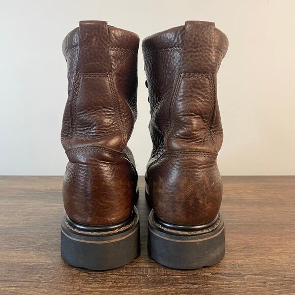 Justin Original Workboots WK920 Men’s 10.5D Brown Leather Lace Up Work Boots - Picture 2 of 14